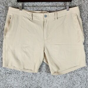 tasc Performance Shorts Mens 38 Tailored Khaki Bamboo Stretch Good